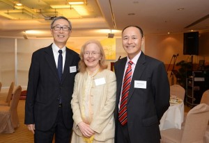 David York, left, with United Board President Nancy Chapman and Executive Vice President Ricky Cheng